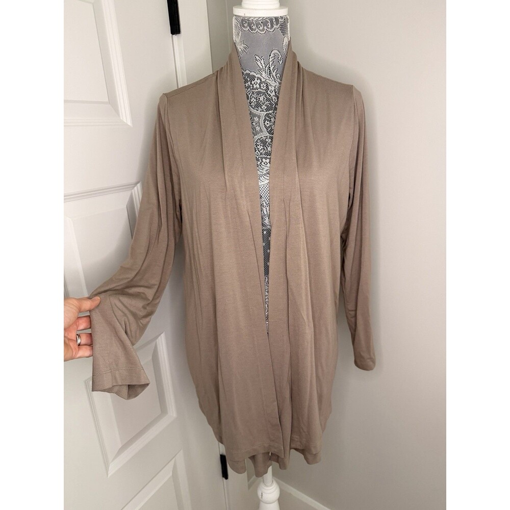 Chico's Travelers Women's Beige Long Sleeve Open Front Cardigan - 2/US L